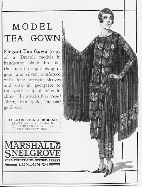 Advert for a tea gown from Marshall Snelgrove, London, 1926