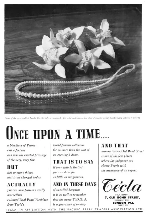 Framed Print : Advert for Tecla pearls (London) Date: 1938 Framed Print : Advert for Tecla pearls (London) Date: 1938