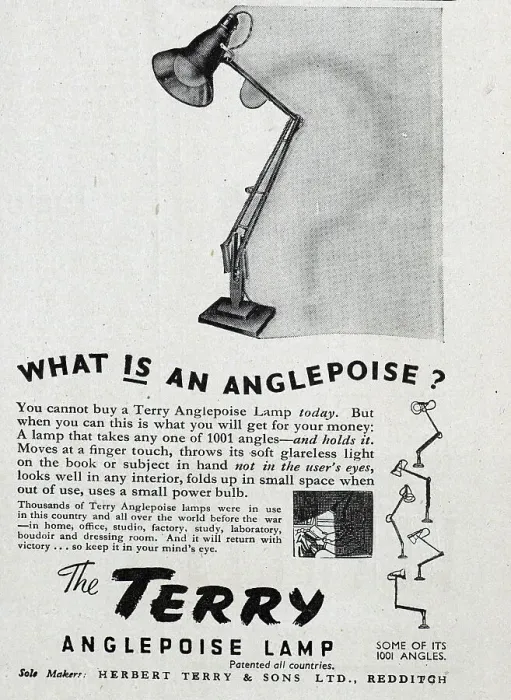 Framed Print : Advert for Terry Anglepoise Lamps - currently unavailable to buy, due to the war. Date: 1943