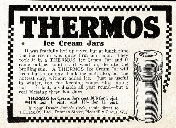 Advert, Thermos Ice Cream Jars