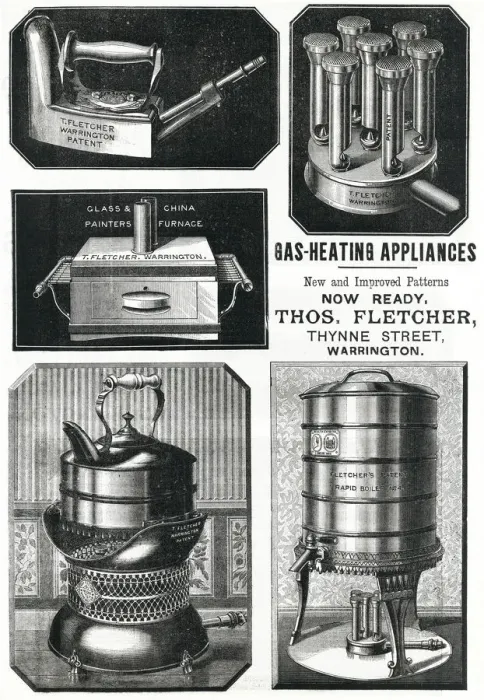 Framed Print : Advert for Thomas Fletcher gas heating appliances 1889 Framed Print : Advert for Thomas Fletcher gas heating appliances 1889