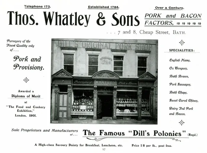Framed Print : Advert for Thomas Whatley & Sons, Cheap Street, Bath Framed Print : Advert for Thomas Whatley & Sons, Cheap Street, Bath