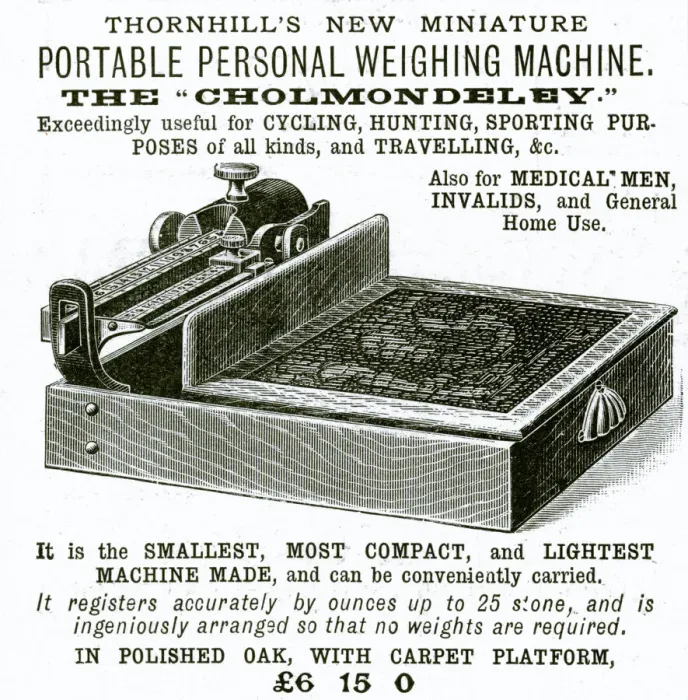 Framed Print : Advert for Thornhills portable weighing machine 1895 Framed Print : Advert for Thornhills portable weighing machine 1895