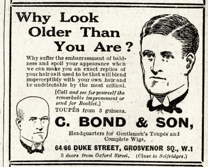 Framed Print : Advert, Toupes and wigs for men Framed Print : Advert, Toupes and wigs for men