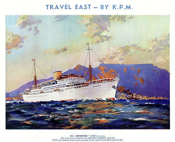Advert, Travel East by KPM, MS Boissevain