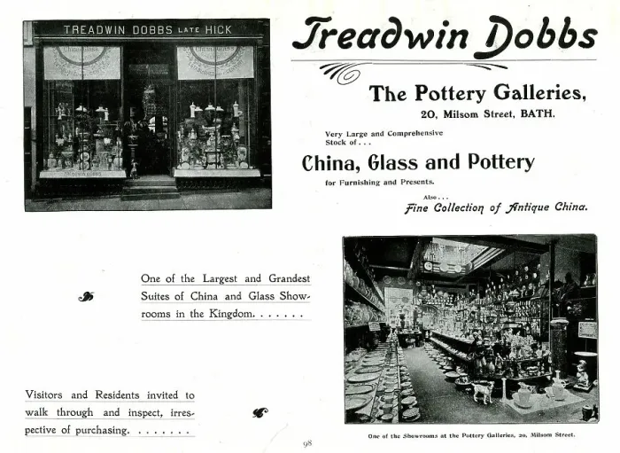 Framed Print : Advert for Treadwin Dobbs, The Pottery Galleries, Bath Framed Print : Advert for Treadwin Dobbs, The Pottery Galleries, Bath