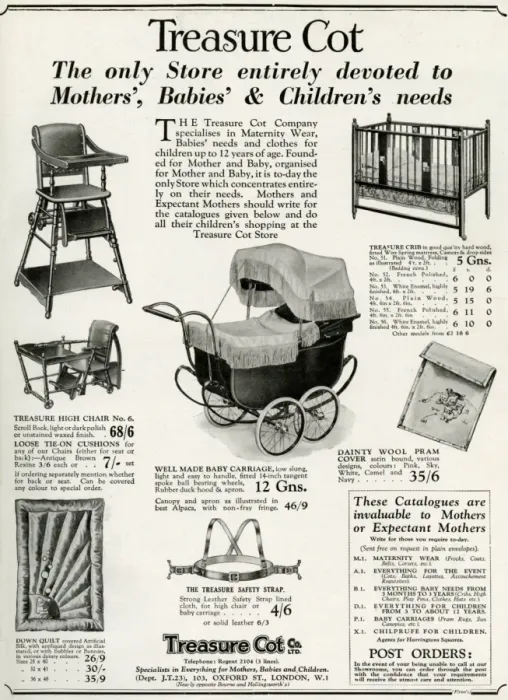 Framed Print : Advert for Treasure Cot baby specialises 1930 Framed Print : Advert for Treasure Cot baby specialises 1930