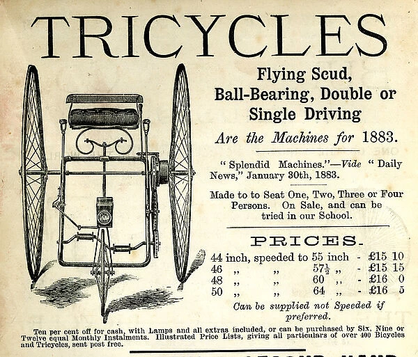 Advertisement for Tricycles