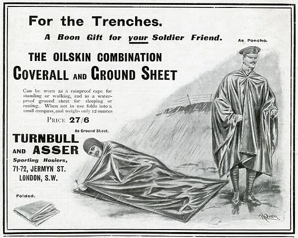 Advert for Turnbull and Asser poncho and ground-sheet 1915