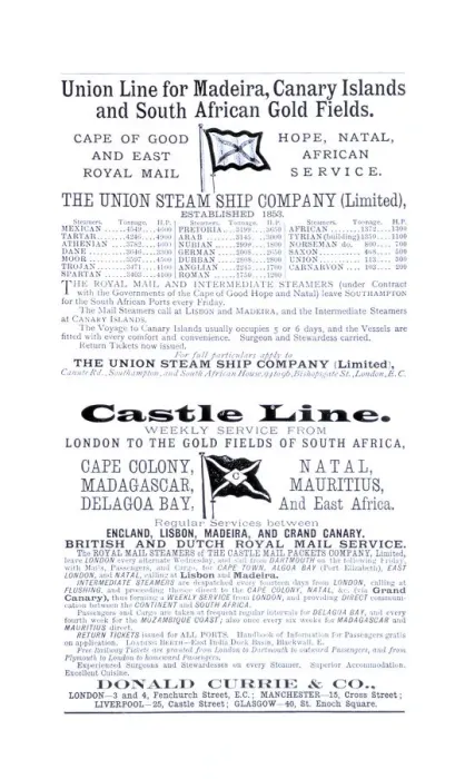 Framed Print : Advertisement, Union Steamship Company, Castle Line Framed Print : Advertisement, Union Steamship Company, Castle Line
