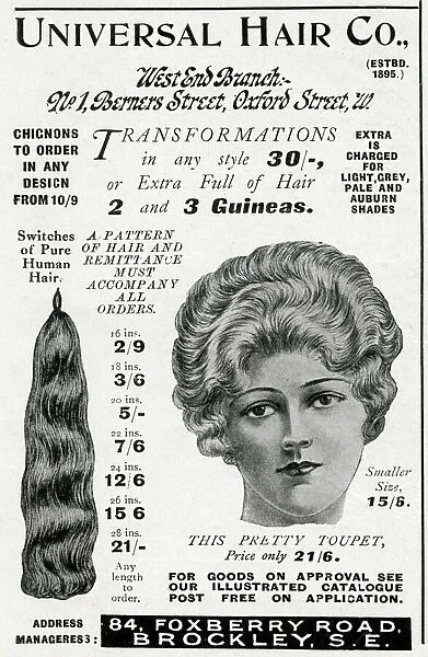 Advert for Universal hair extensions 1915