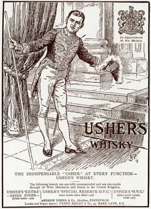 Framed Print : Advert for Ushers Whisky by Bernard Partridge 1912 Framed Print : Advert for Ushers Whisky by Bernard Partridge 1912