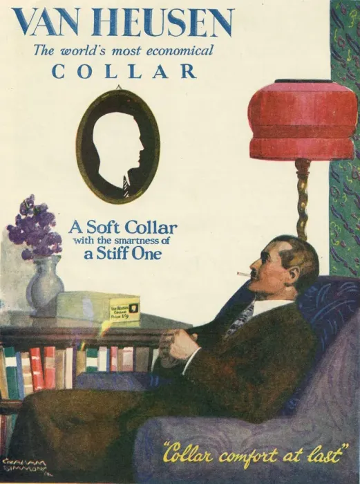 Framed Print : Advertisement for Van Heusen, the worlds most economical collar - a soft collar with Framed Print : Advertisement for Van Heusen, the worlds most economical collar - a soft collar with