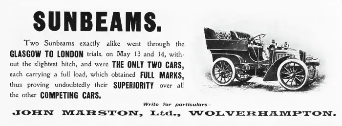 Framed Print : Advertisement for veteran Sunbeam cars Framed Print : Advertisement for veteran Sunbeam cars