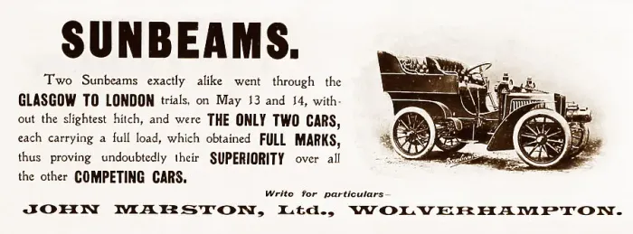 Framed Print : Advertisement for veteran Sunbeam cars Framed Print : Advertisement for veteran Sunbeam cars
