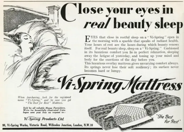 Framed Print : Advert for Vi-Spring Mattress 1931 Framed Print : Advert for Vi-Spring Mattress 1931