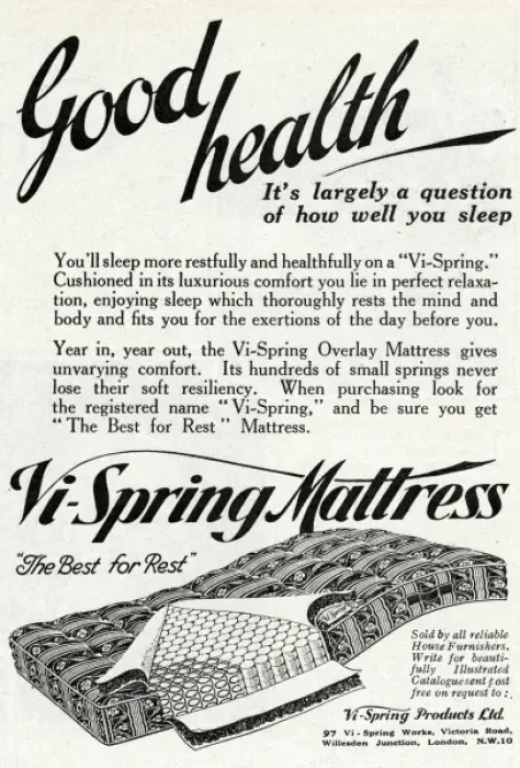 Framed Print : Advert for Vi-spring Mattress 1931 Framed Print : Advert for Vi-spring Mattress 1931
