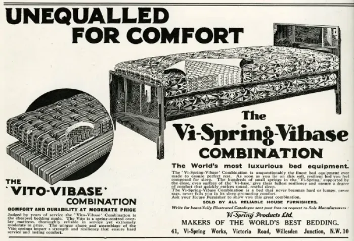 Framed Print : Advert for Vi-spring Mattress 1933 Framed Print : Advert for Vi-spring Mattress 1933