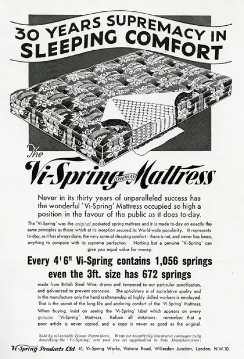 Framed Print : Advert for Vi-spring Mattress 1935 Framed Print : Advert for Vi-spring Mattress 1935