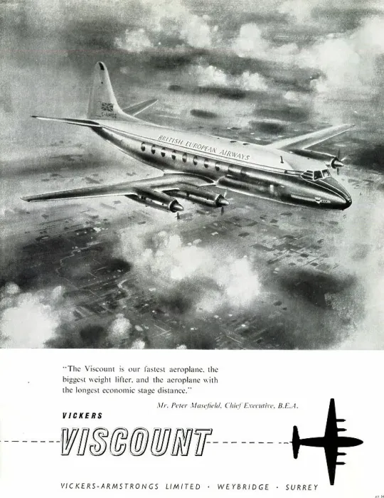 Framed Print : Advert, Vickers Viscount, BEA Framed Print : Advert, Vickers Viscount, BEA