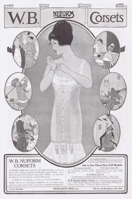 Framed Print : Advert for W. B. Nuform Corsets, 1914 Date: 1914 Framed Print : Advert for W. B. Nuform Corsets, 1914 Date: 1914