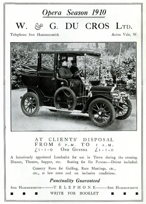 Framed Print : Advert, W & G Du Cros Ltd, luxury motor car hire Framed Print : Advert, W & G Du Cros Ltd, luxury motor car hire