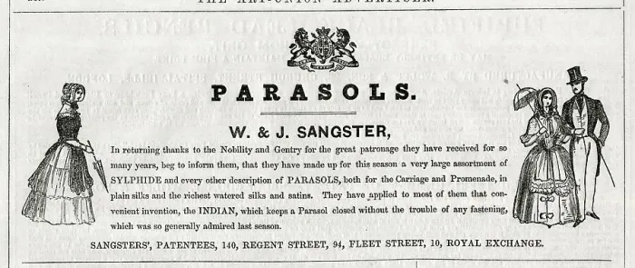 Framed Print : Advert, W & J Sanger, Parasols Framed Print : Advert, W & J Sanger, Parasols