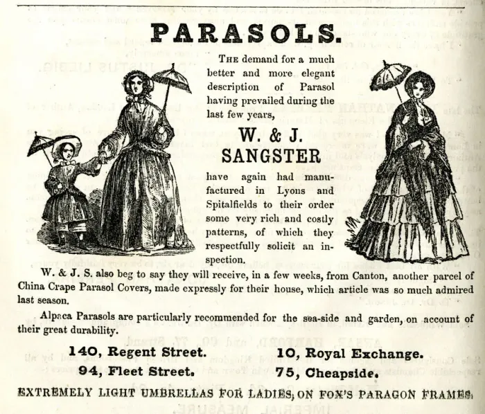 Framed Print : Advert, W & J Sangster, Parasols Framed Print : Advert, W & J Sangster, Parasols
