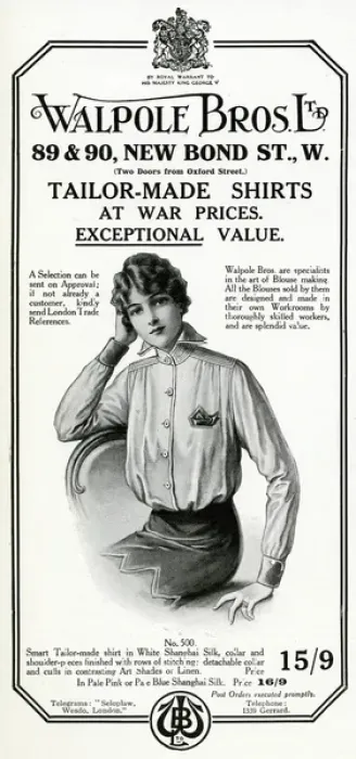 Framed Print : Advert for Walpole Bros Ltd blouses 1915 Framed Print : Advert for Walpole Bros Ltd blouses 1915