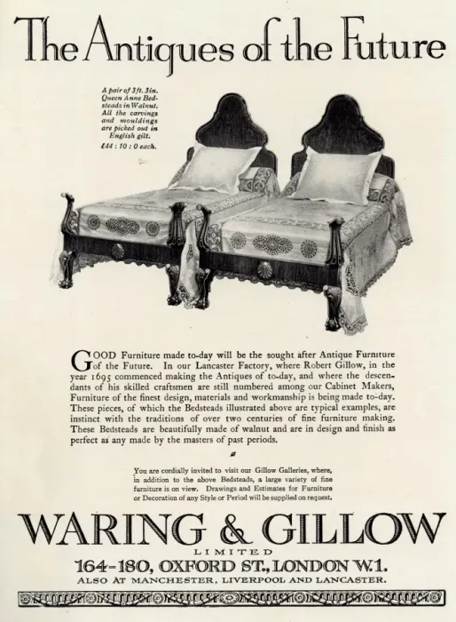 Framed Print : Advert for Waring & Gillow twin beds Framed Print : Advert for Waring & Gillow twin beds