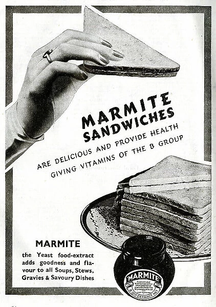 Advert, wartime food, Marmite sandwiches, WW2