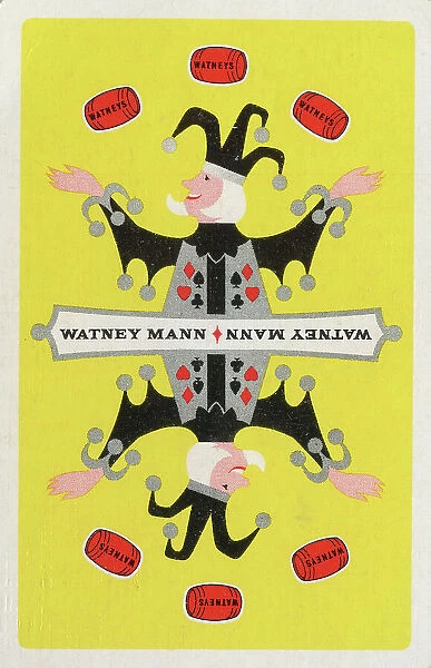 Advert, Watney Mann Red Barrel Beer, playing card joker