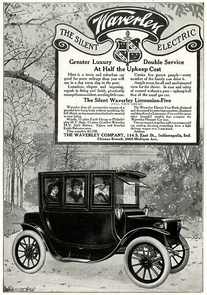 Advert for Waverley electric car 1912