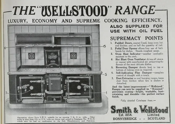 Framed Print : Advert for Wellstood cooking ranges, from Smith and Wellstood. Date: 1932 Framed Print : Advert for Wellstood cooking ranges, from Smith and Wellstood. Date: 1932