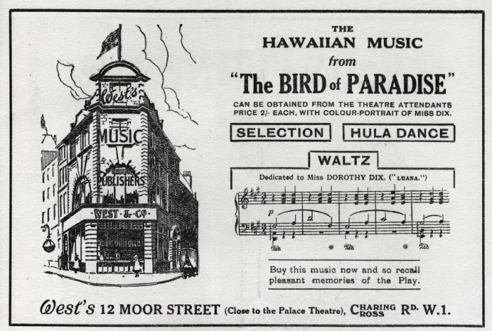 Framed Print : Advert, Wests music publishers, Moor Street, London Framed Print : Advert, Wests music publishers, Moor Street, London