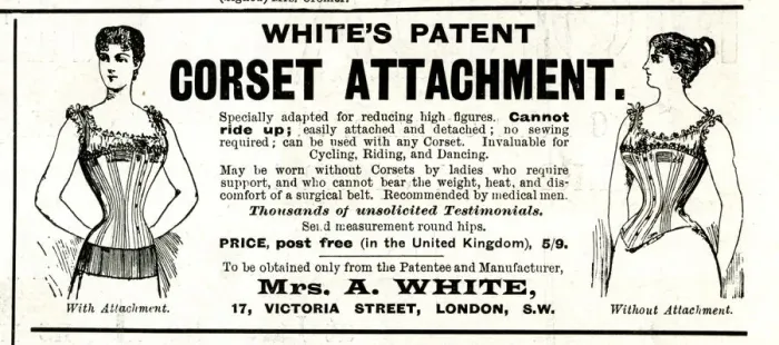 Framed Print : Advert, Whites Patent Corset Attachment Framed Print : Advert, Whites Patent Corset Attachment