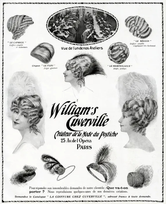 Framed Print : Advert for William Cuverville wigs & decorative bands 1912 Framed Print : Advert for William Cuverville wigs & decorative bands 1912