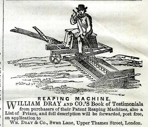 Advert, William Dray and Co, Reaping Machine