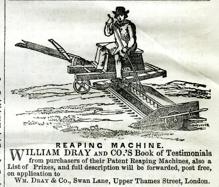 Framed Print : Advert, William Dray and Co, Reaping Machine Framed Print : Advert, William Dray and Co, Reaping Machine
