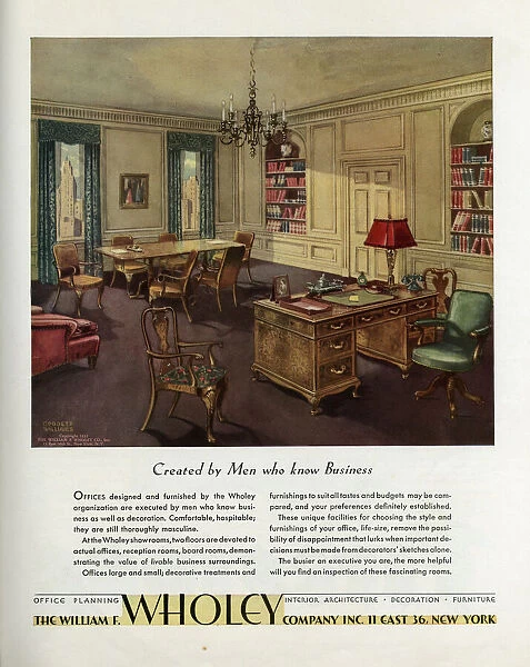Advert, William F Wholey Company, New York City, USA