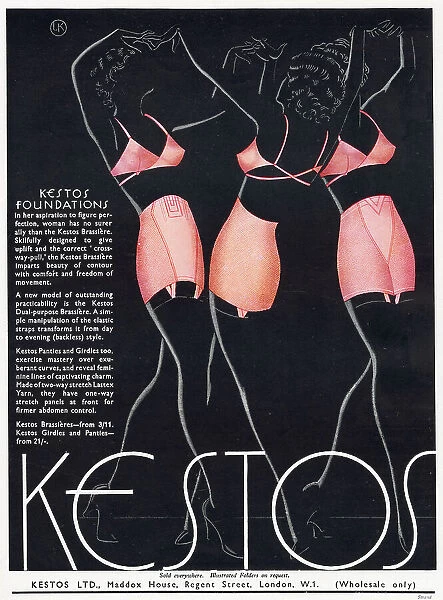 Advertisement for women's undergarments. Date: 1936