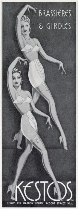 Framed Print : Advertisement for womens undergarments. Date: 1940 Framed Print : Advertisement for womens undergarments. Date: 1940
