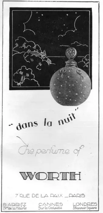 Framed Print : Advert for Worths perfume, Dans La Nuit, Paris, 1926 Framed Print : Advert for Worths perfume, Dans La Nuit, Paris, 1926