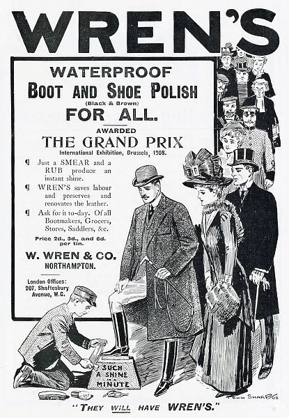 Advert for Wrens shoe polish 1908