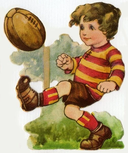 Rugby. Artist: Ada Leonora Bowley. Kicking the ball Date: circa 1920