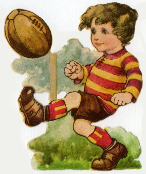 Framed Print : Rugby. Artist: Ada Leonora Bowley. Kicking the ball Date: circa 1920 Framed Print : Rugby. Artist: Ada Leonora Bowley. Kicking the ball Date: circa 1920