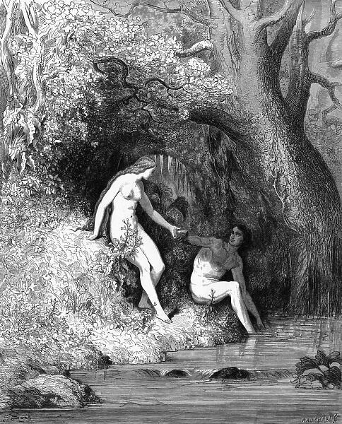 Adam, Eve, (Dore). Adam and Eve enjoy themselves in Eden before The Fall