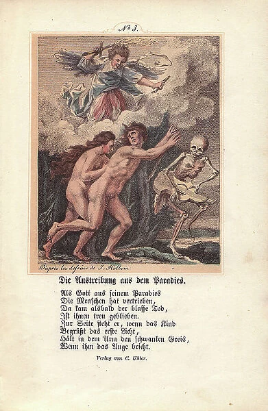 Adam and Eve led out of Paradise by Death