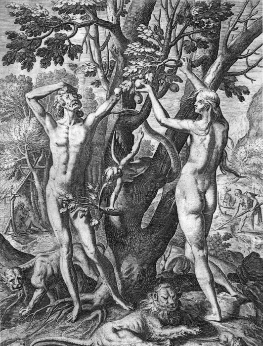 Framed Print : Adam, Eve and Temptation Date: 1590 Framed Print : Adam, Eve and Temptation Date: 1590