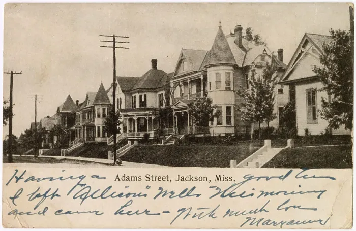 Framed Print : Adams Street, Jackson, Mississippi, USA - Victorian residences Date: circa 1900s Framed Print : Adams Street, Jackson, Mississippi, USA - Victorian residences Date: circa 1900s